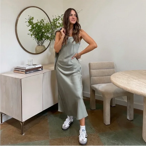 mother of the bride emerald green dress Delphine Emerald Green Midi Slip Dress